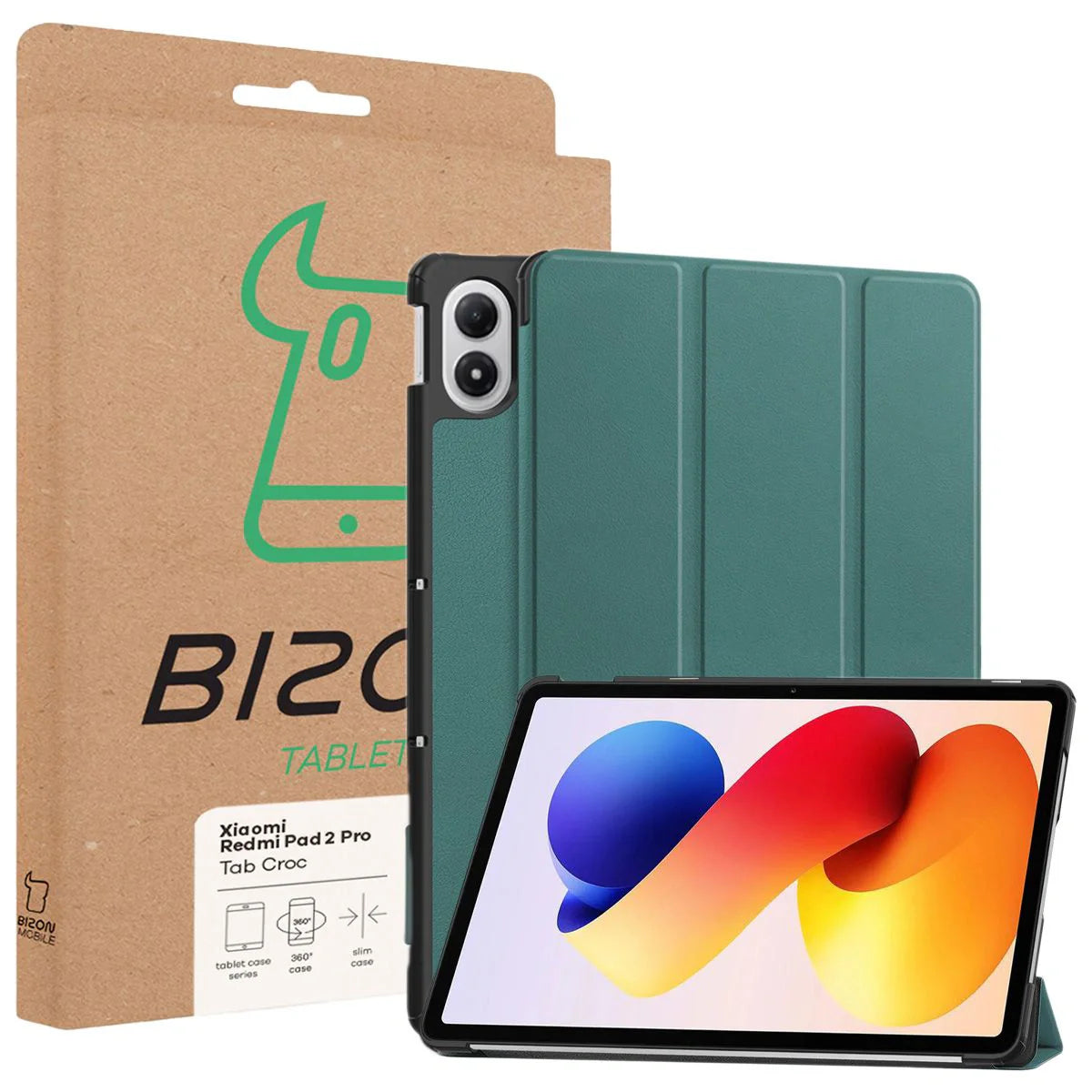 Schutzhülle für Xiaomi Redmi Pad 2 Pro, Bizon Case Tab Croc, Dunkelgrün