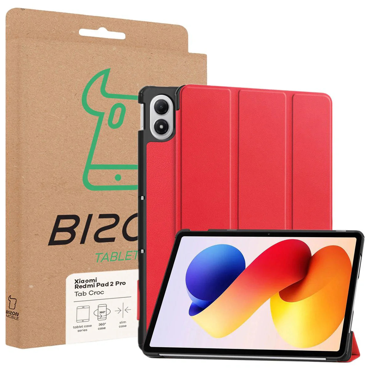 Schutzhülle für Xiaomi Redmi Pad 2 Pro, Bizon Case Tab Croc, Rot