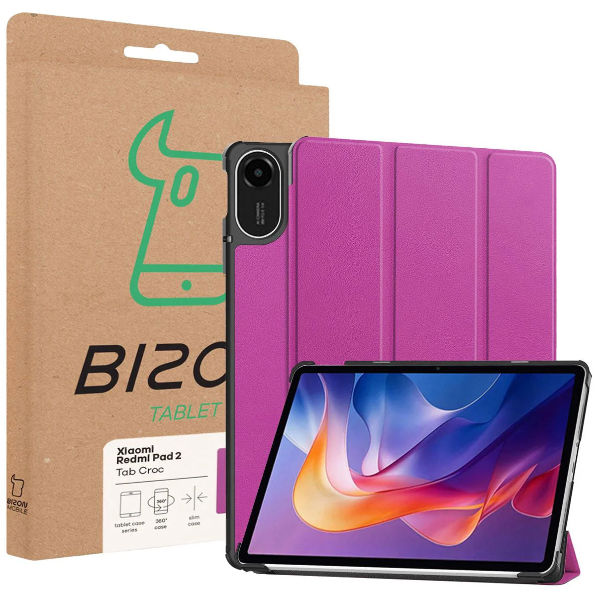Schutzhülle für Xiaomi Redmi Pad 2, Bizon Case Tab Croc, Violett