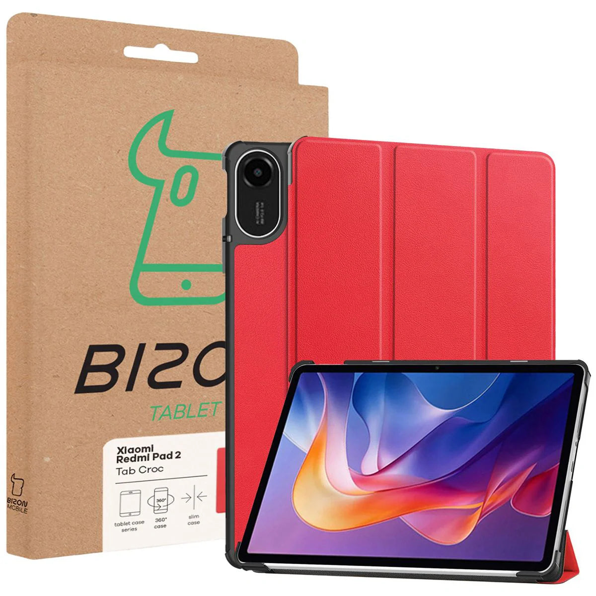 Schutzhülle für Xiaomi Redmi Pad 2, Bizon Case Tab Croc, Rot