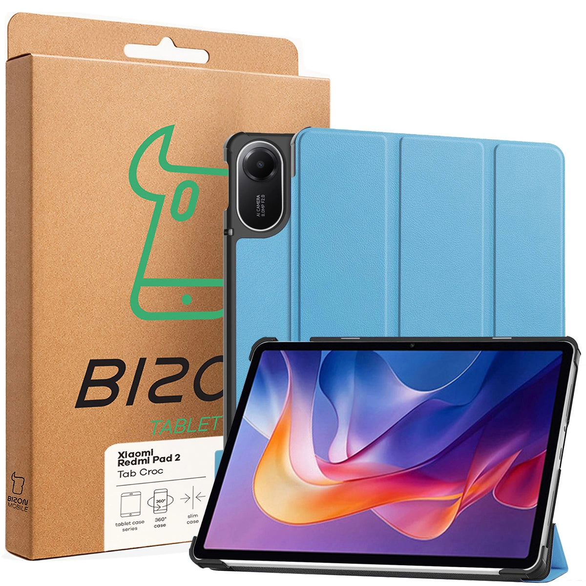 Schutzhülle für Xiaomi Redmi Pad 2, Bizon Case Tab Croc, Blau
