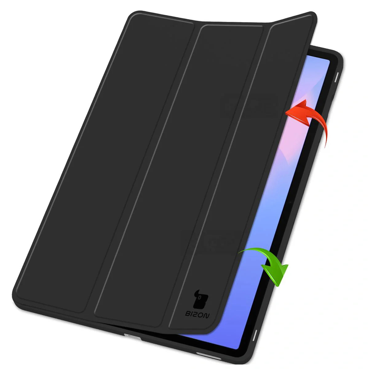 Schutzhülle mit Klappe für Galaxy Tab S10 FE Plus, Bizon Case Tab Lizard, Schwarz