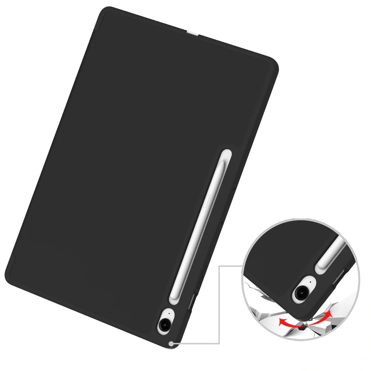 Schutzhülle mit Klappe für Galaxy Tab S10 FE Plus, Bizon Case Tab Lizard, Schwarz