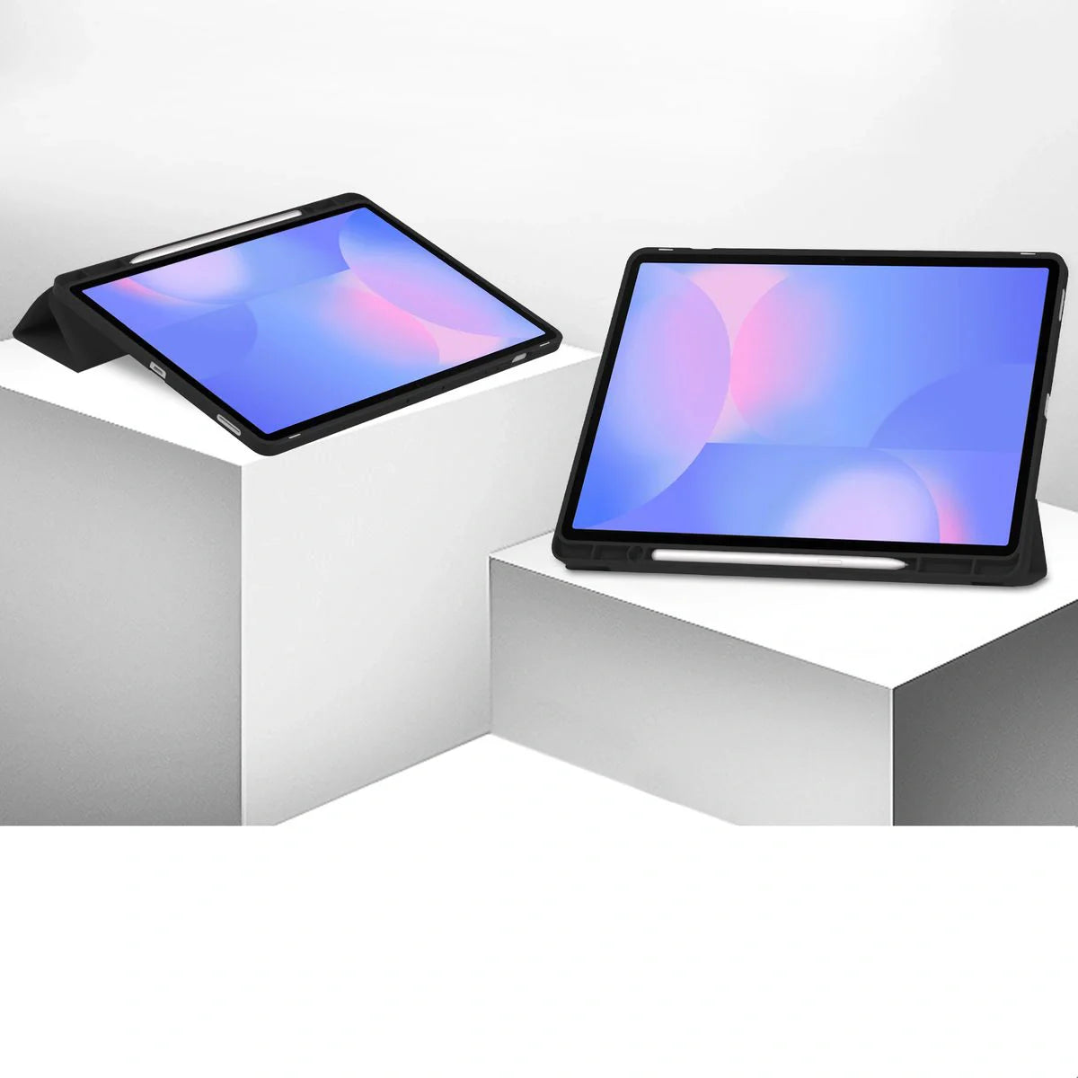 Schutzhülle mit Klappe für Galaxy Tab S10 FE Plus, Bizon Case Tab Lizard, Schwarz