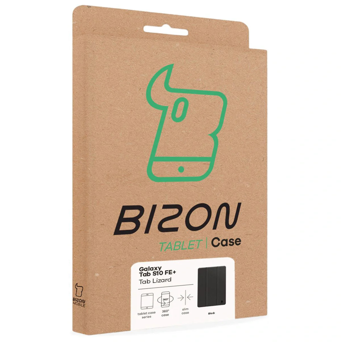 Schutzhülle mit Klappe für Galaxy Tab S10 FE Plus, Bizon Case Tab Lizard, Schwarz