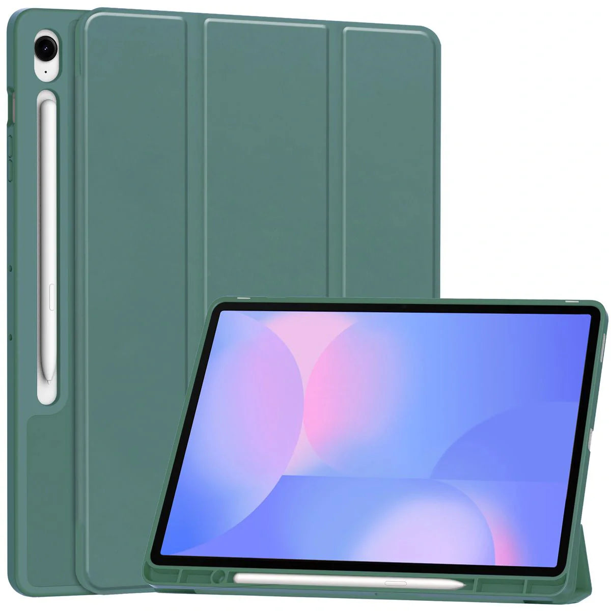 Schutzhülle mit Klappe für Galaxy Tab S10 FE Plus, Bizon Case Tab Lizard, Dunkelgrün