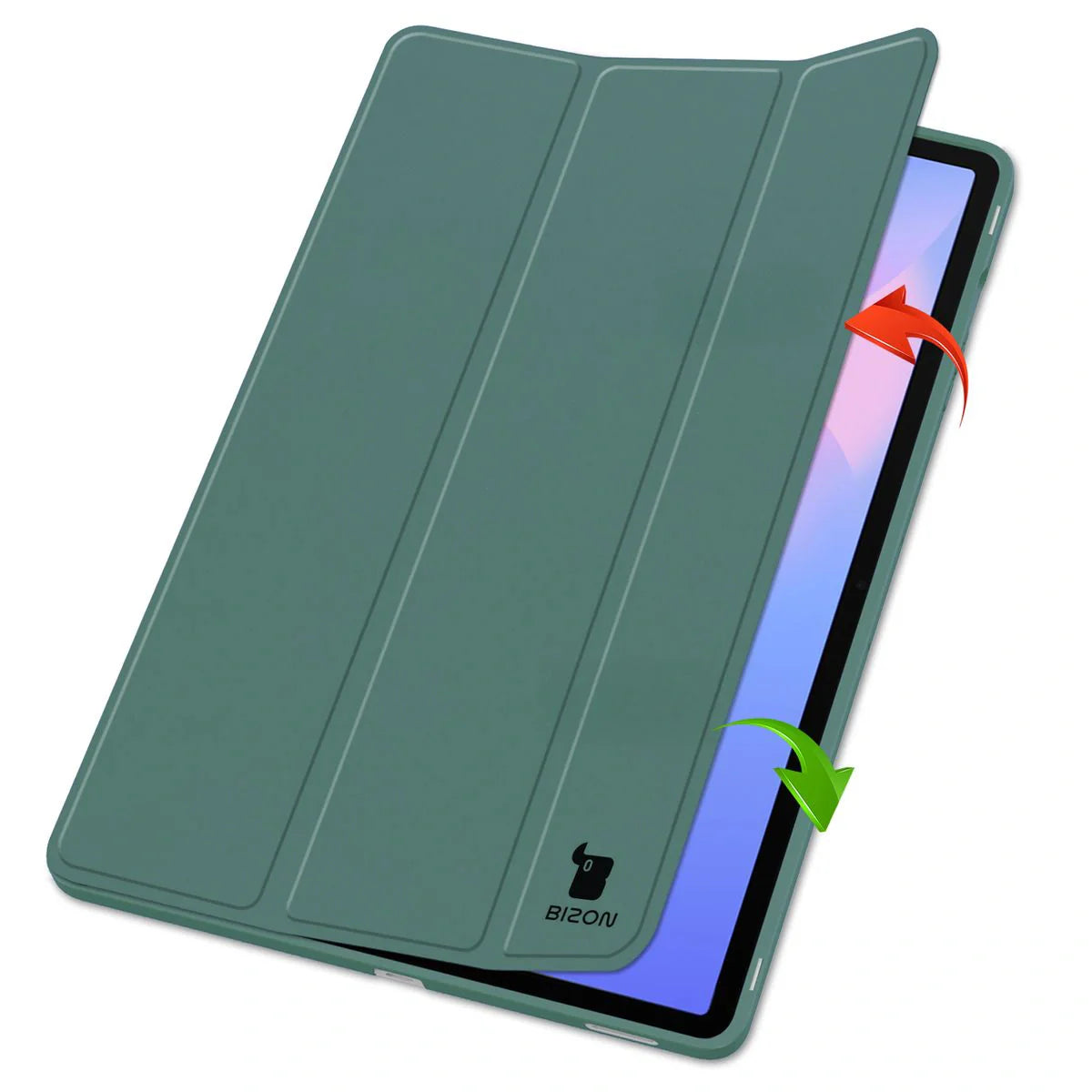 Schutzhülle mit Klappe für Galaxy Tab S10 FE Plus, Bizon Case Tab Lizard, Dunkelgrün