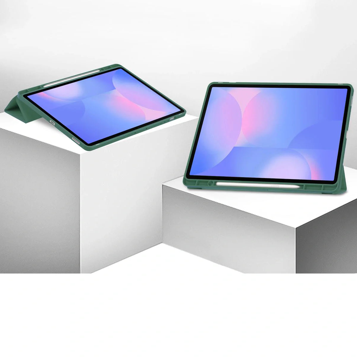 Schutzhülle mit Klappe für Galaxy Tab S10 FE Plus, Bizon Case Tab Lizard, Dunkelgrün