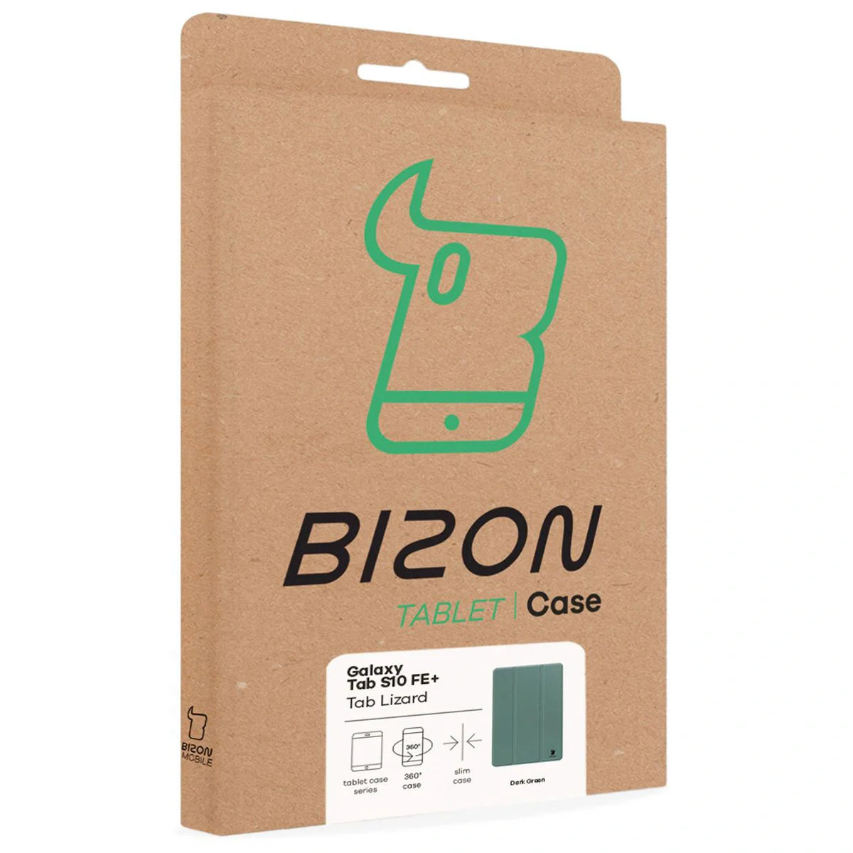 Schutzhülle mit Klappe für Galaxy Tab S10 FE Plus, Bizon Case Tab Lizard, Dunkelgrün