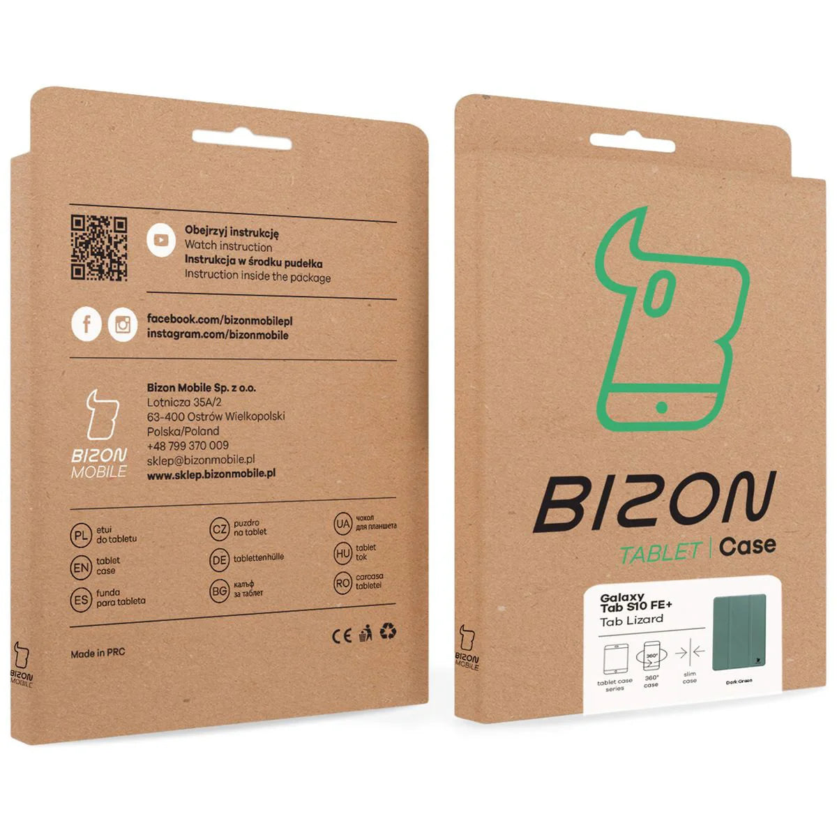 Schutzhülle mit Klappe für Galaxy Tab S10 FE Plus, Bizon Case Tab Lizard, Dunkelgrün