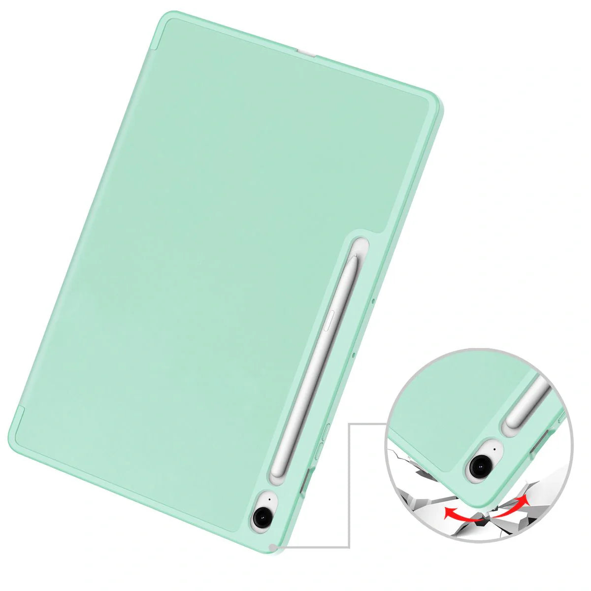 Schutzhülle mit Klappe für Galaxy Tab S10 FE Plus, Bizon Case Tab Lizard, Minze
