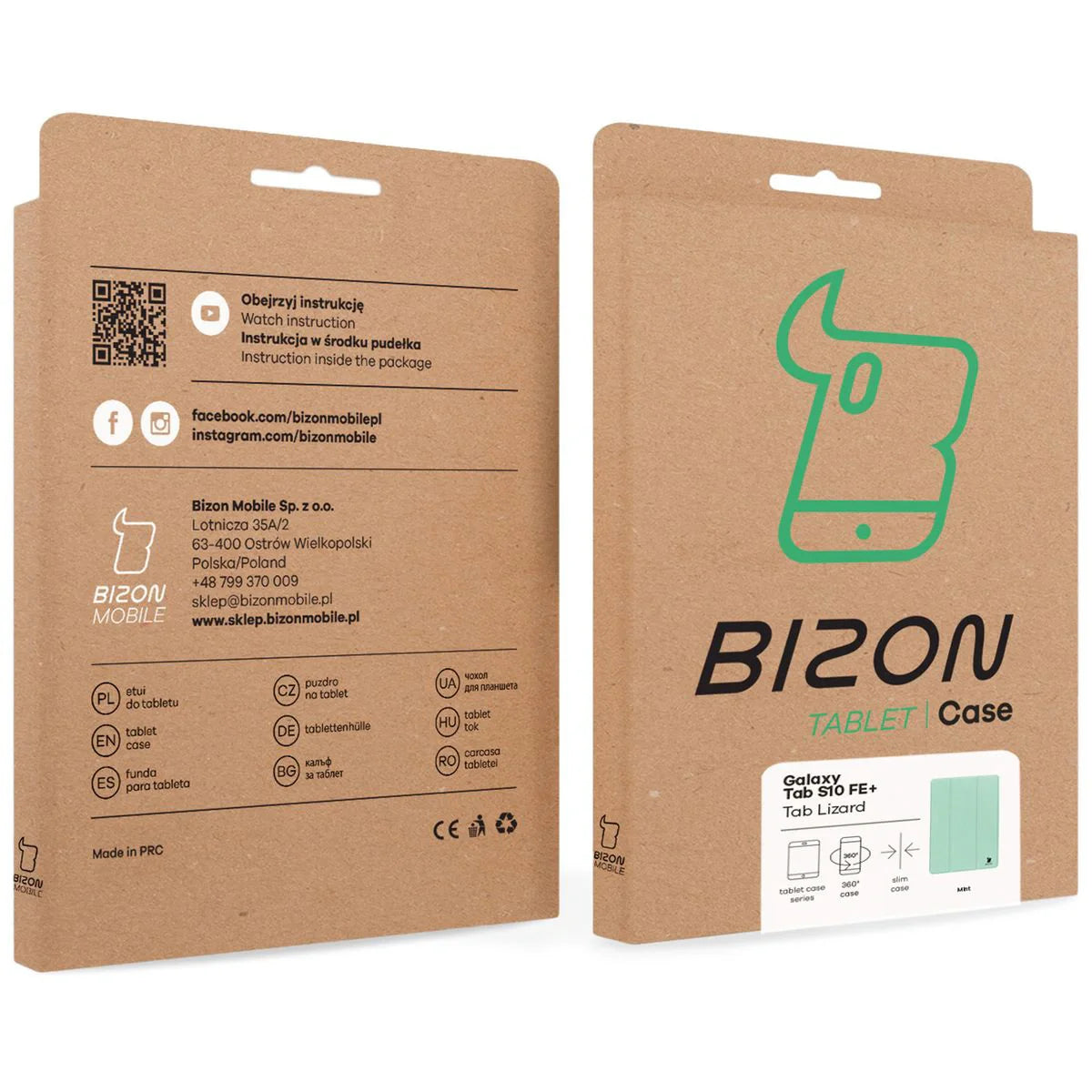 Schutzhülle mit Klappe für Galaxy Tab S10 FE Plus, Bizon Case Tab Lizard, Minze
