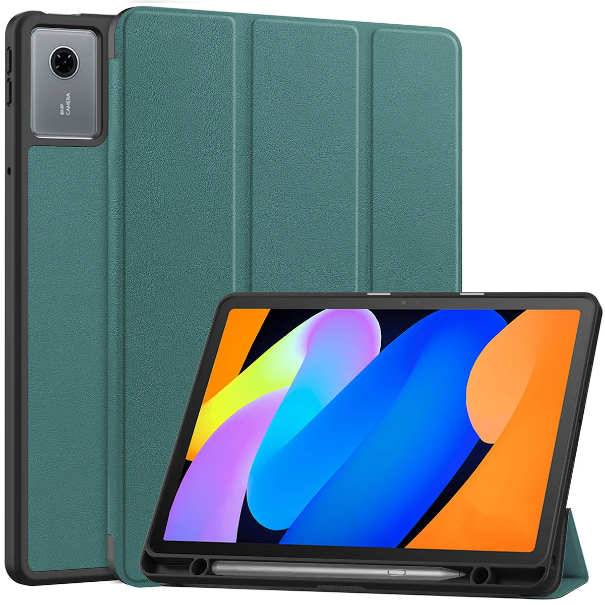 Schutzhülle mit Klappe für Lenovo Idea Tab 11, Bizon Case Tab Lizard, Dunkelgrün