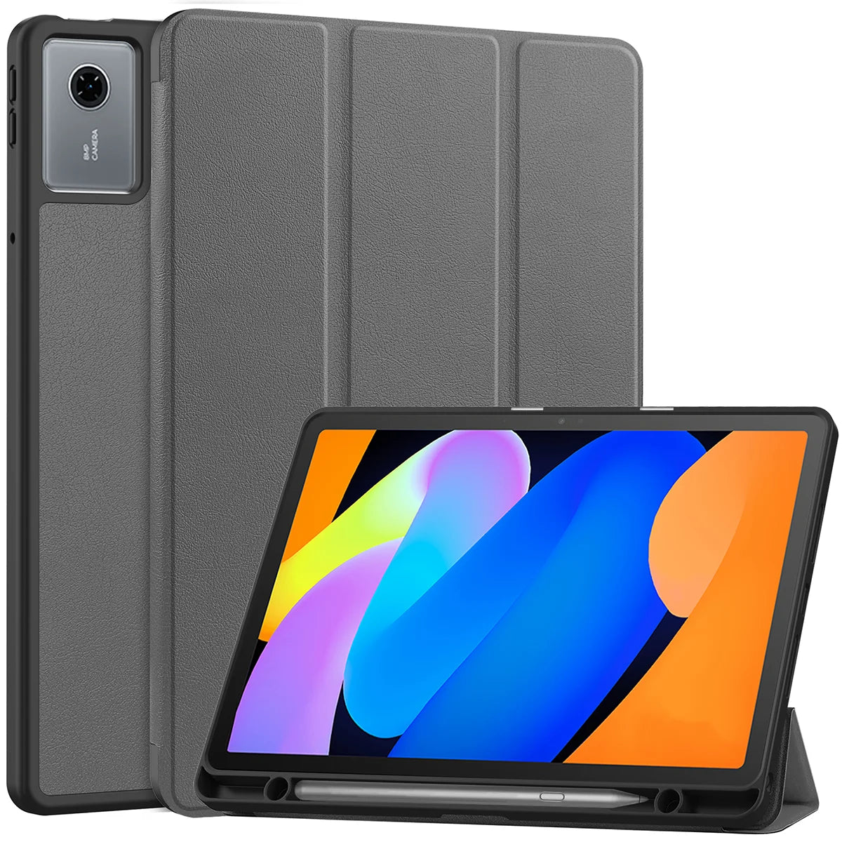 Schutzhülle mit Klappe für Lenovo Idea Tab 11, Bizon Case Tab Lizard, Grau