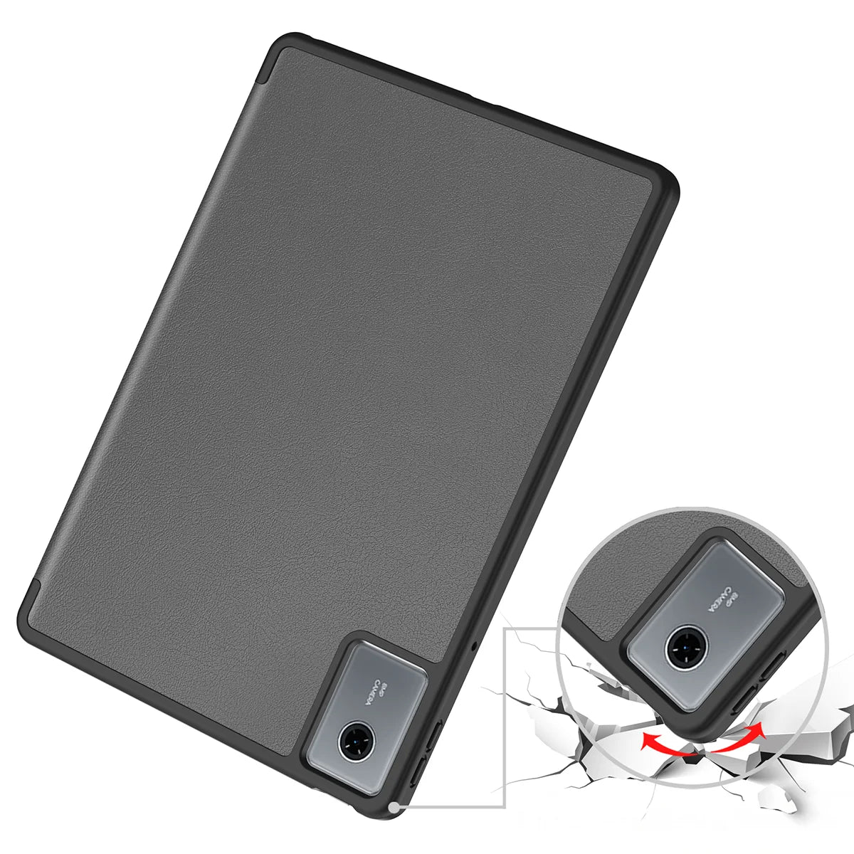 Schutzhülle mit Klappe für Lenovo Idea Tab 11, Bizon Case Tab Lizard, Grau