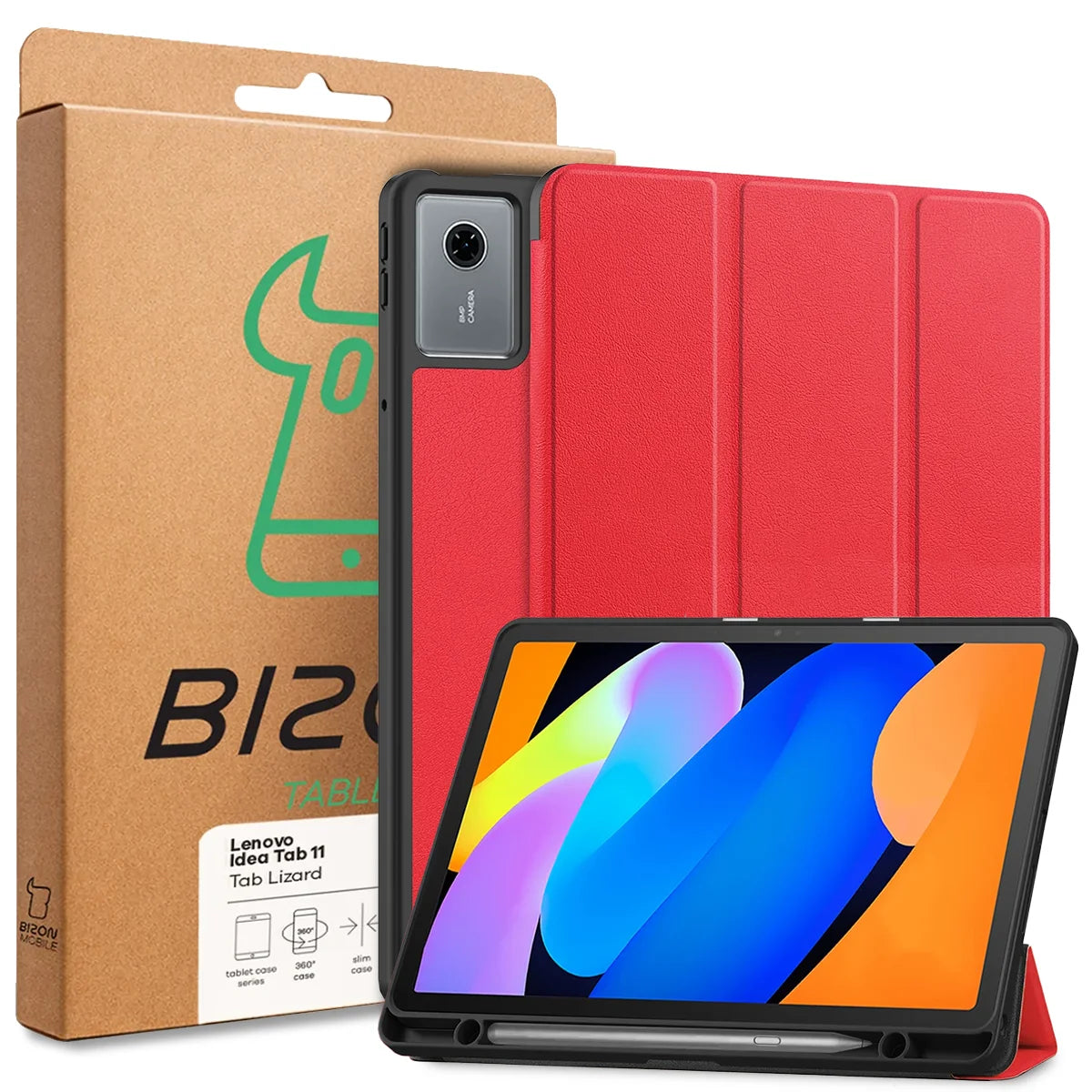 Schutzhülle mit Klappe für Lenovo Idea Tab 11, Bizon Case Tab Lizard, Rot