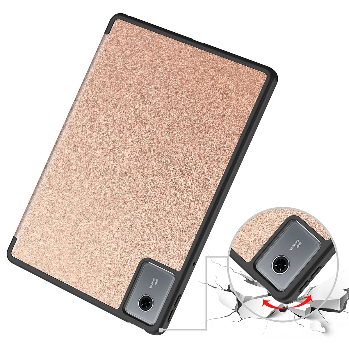 Schutzhülle mit Klappe für Lenovo Idea Tab 11, Bizon Case Tab Lizard, Rosegold