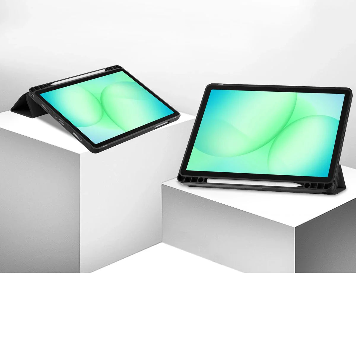Schutzhülle mit Klappe für Galaxy Tab A11 Plus / A9 Plus, Bizon Case Tab Lizard, Schwarz