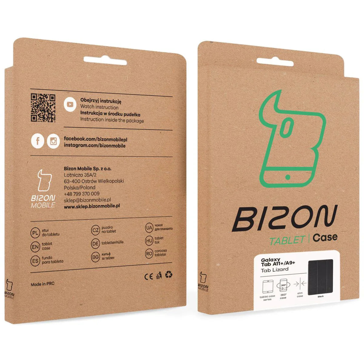 Schutzhülle mit Klappe für Galaxy Tab A11 Plus / A9 Plus, Bizon Case Tab Lizard, Schwarz