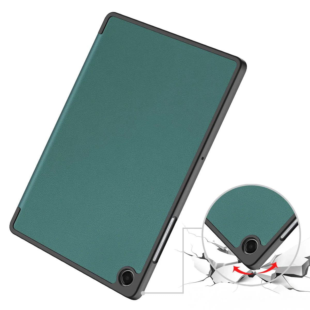Schutzhülle mit Klappe für Galaxy Tab A11 Plus / A9 Plus, Bizon Case Tab Lizard, Dunkelgrün
