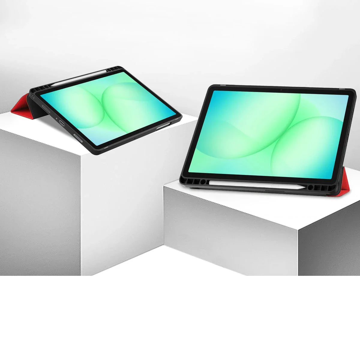 Schutzhülle mit Klappe für Galaxy Tab A11 Plus / A9 Plus, Bizon Case Tab Lizard, Rot
