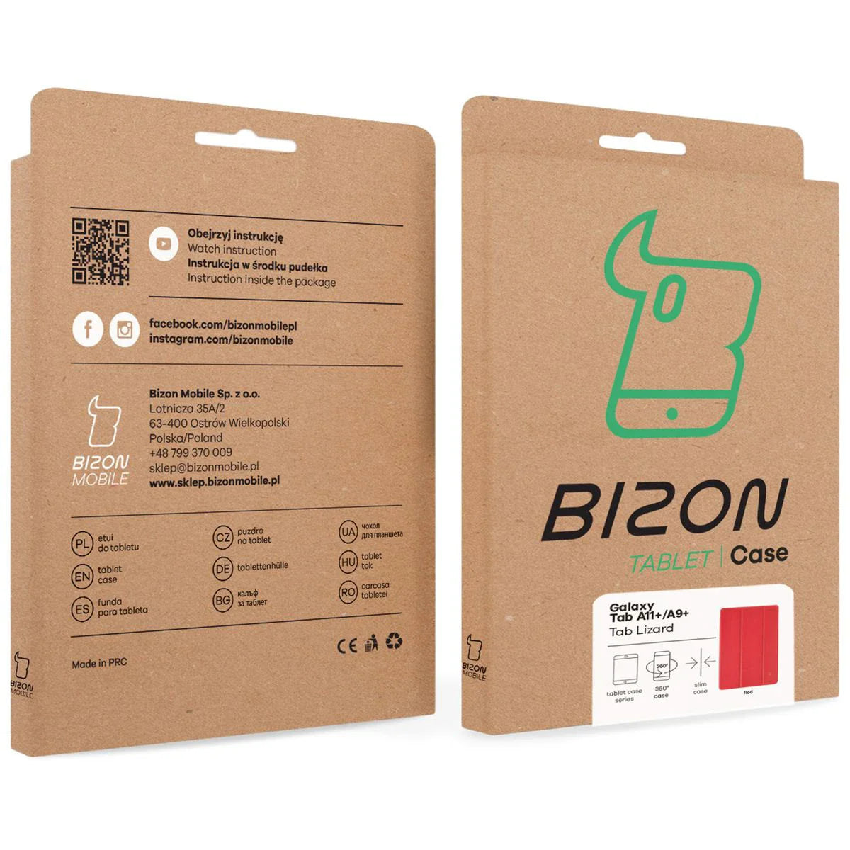 Schutzhülle mit Klappe für Galaxy Tab A11 Plus / A9 Plus, Bizon Case Tab Lizard, Rot