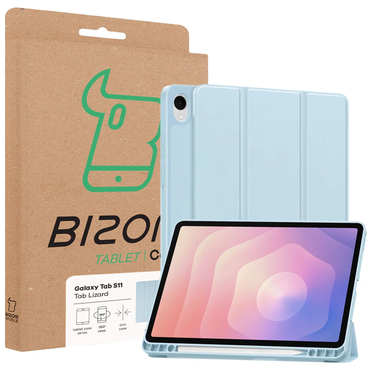 Schutzhülle mit Klappe für Galaxy Tab S11, Bizon Case Tab Lizard, Hellblau