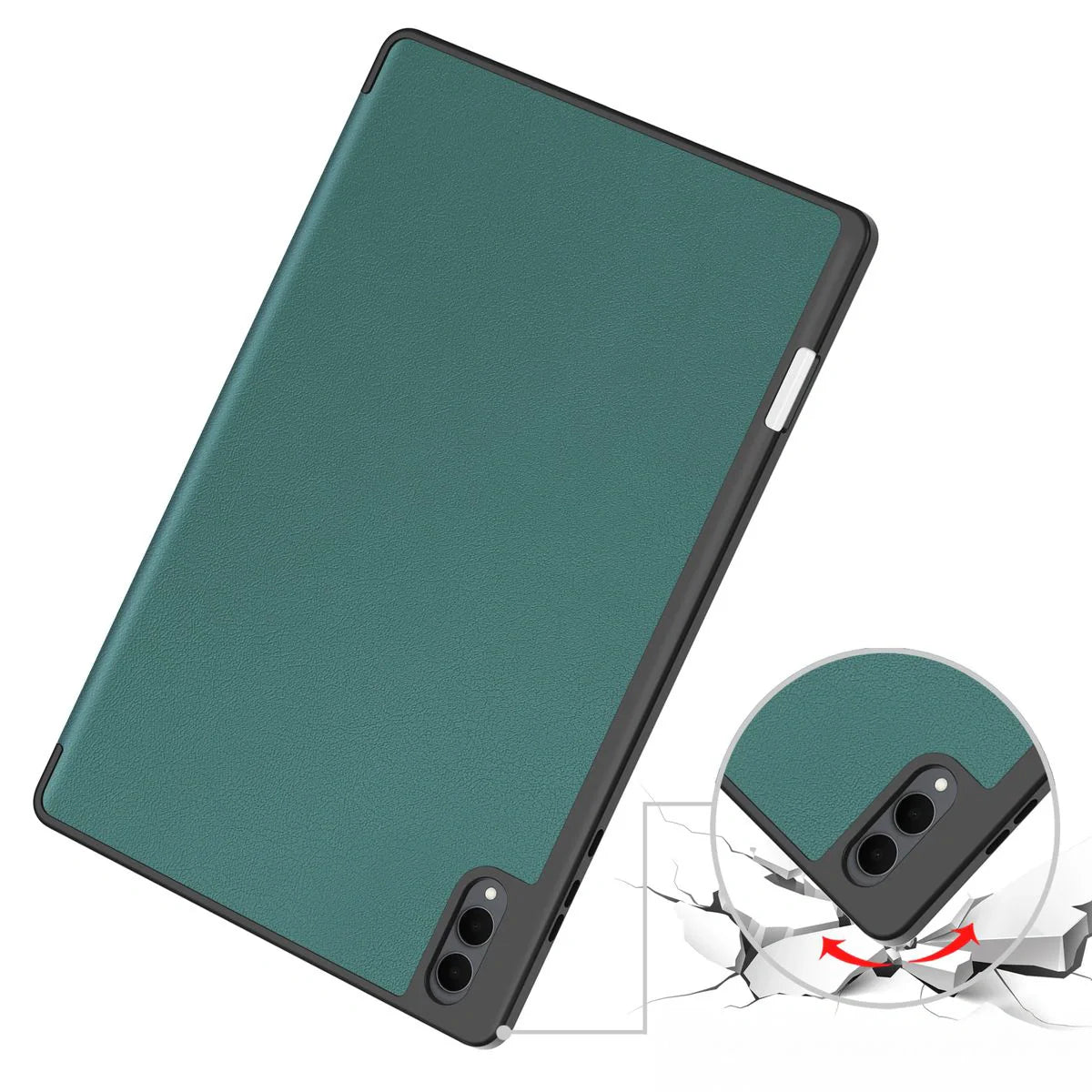 Schutzhülle mit Klappe für Galaxy Tab S11 Ultra, Bizon Case Tab Lizard, Dunkelgrün