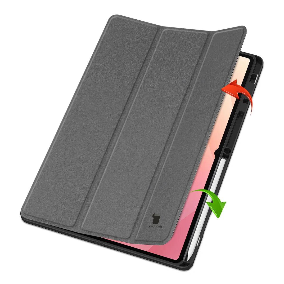 Schutzhülle mit Klappe für Galaxy Tab S11 Ultra, Bizon Case Tab Lizard, Grau
