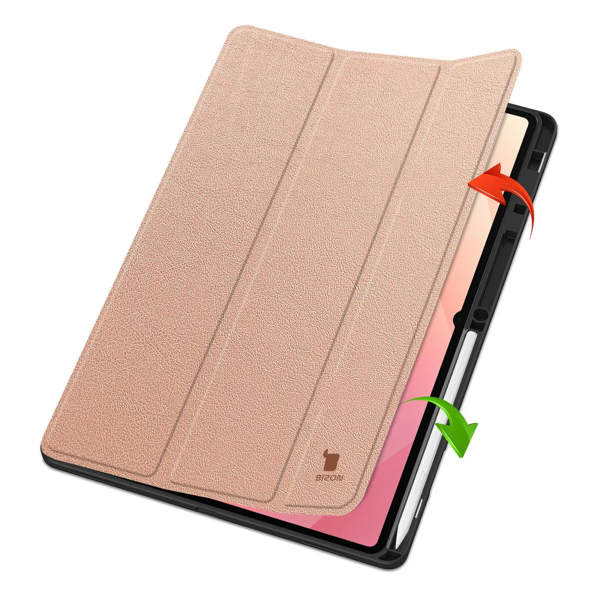 Schutzhülle mit Klappe für Galaxy Tab S11 Ultra, Bizon Case Tab Lizard, Rosegold