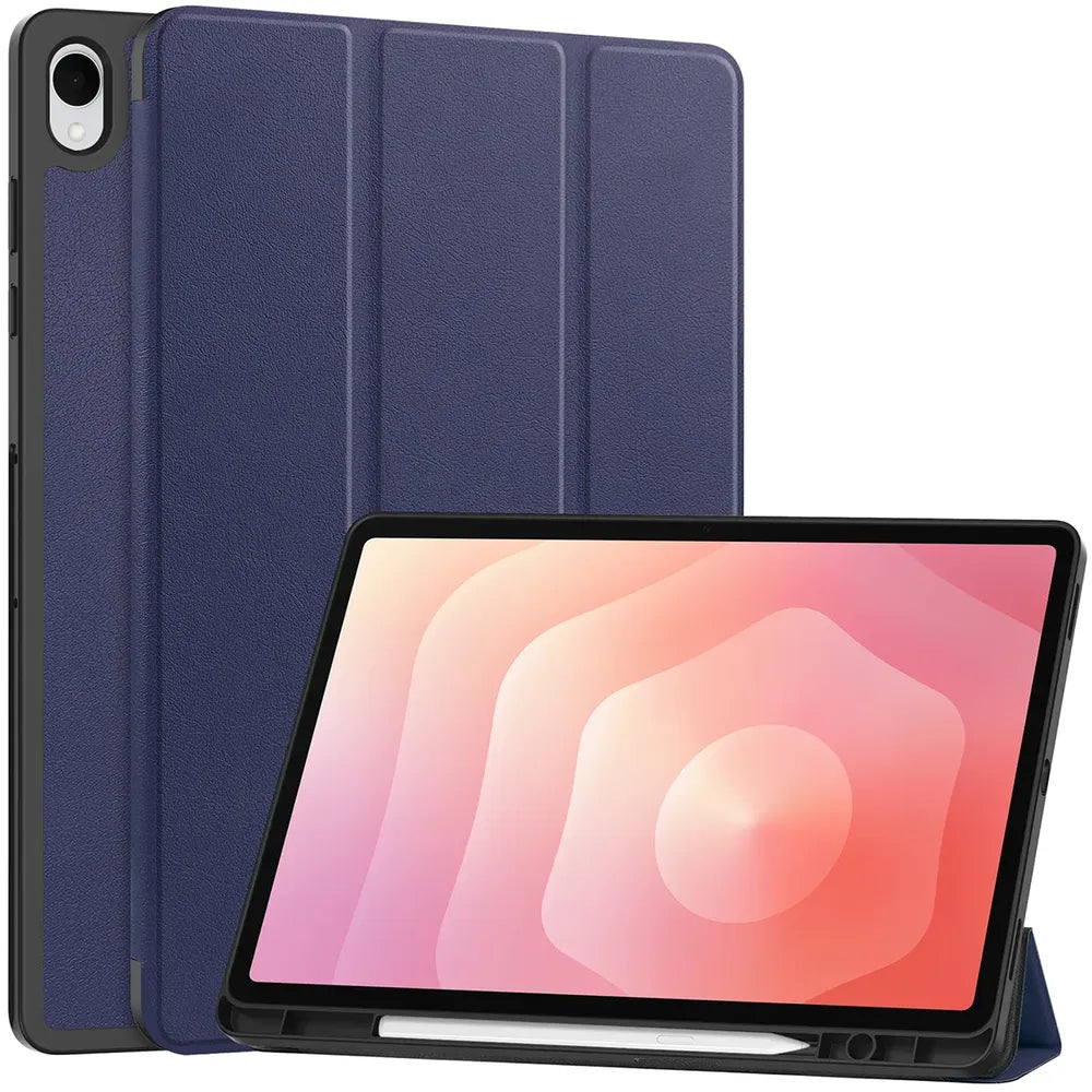 Schutzhülle mit Klappe für Galaxy Tab S12 Plus, Bizon Case Tab Croc, Dunkelblau (1/9)