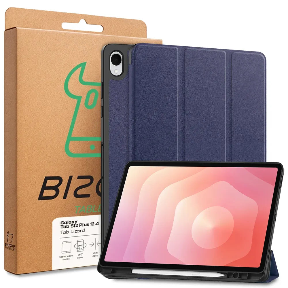 Schutzhülle mit Klappe für Galaxy Tab S12 Plus, Bizon Case Tab Croc, Dunkelblau (9/9)