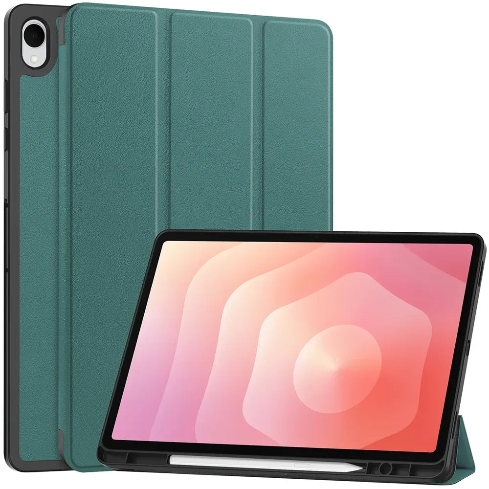 Schutzhülle mit Klappe für Galaxy Tab S12 Plus, Bizon Case Tab Croc, Dunkelgrün (1/9)
