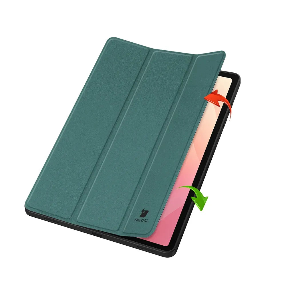 Schutzhülle mit Klappe für Galaxy Tab S12 Plus, Bizon Case Tab Croc, Dunkelgrün (2/9)