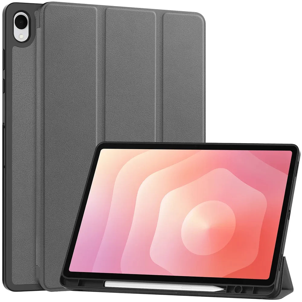 Schutzhülle mit Klappe für Galaxy Tab S12 Plus, Bizon Case Tab Croc, Grau (1/9)