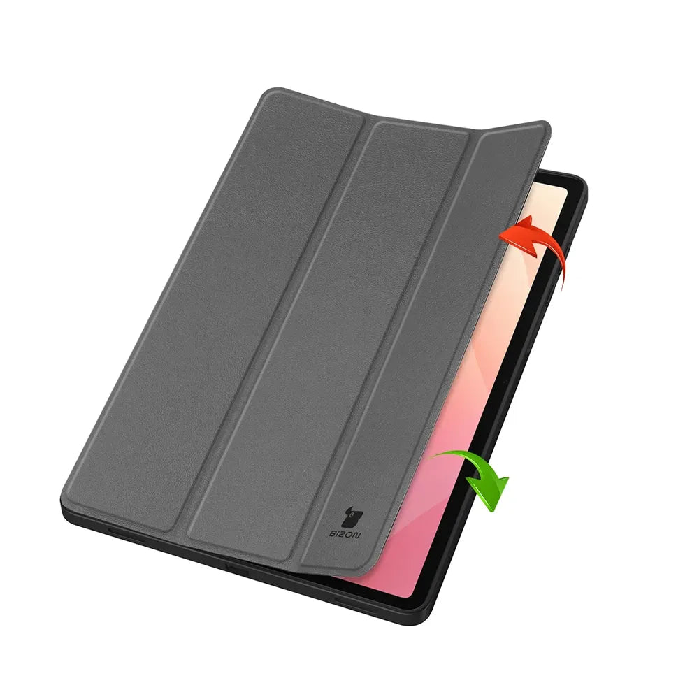 Schutzhülle mit Klappe für Galaxy Tab S12 Plus, Bizon Case Tab Croc, Grau (2/9)