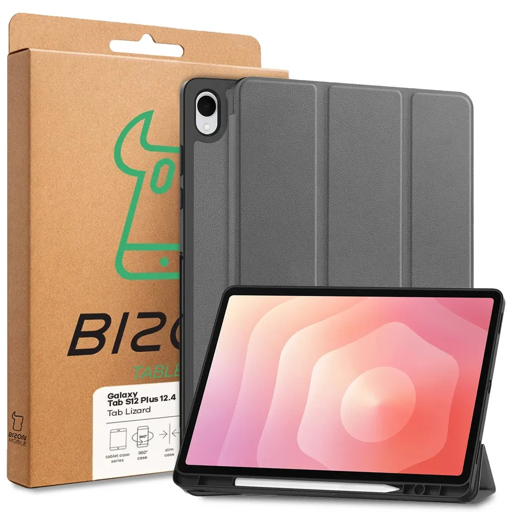 Schutzhülle mit Klappe für Galaxy Tab S12 Plus, Bizon Case Tab Croc, Grau (9/9)