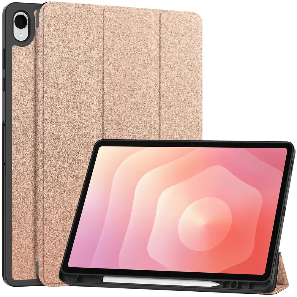 Schutzhülle mit Klappe für Galaxy Tab S12 Plus, Bizon Case Tab Croc, Rosegold (1/9)
