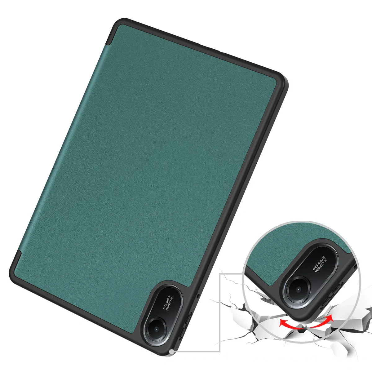 Schutzhülle mit Klappe für Xiaomi Redmi Pad 2, Bizon Case Tab Lizard, Dunkelgrün