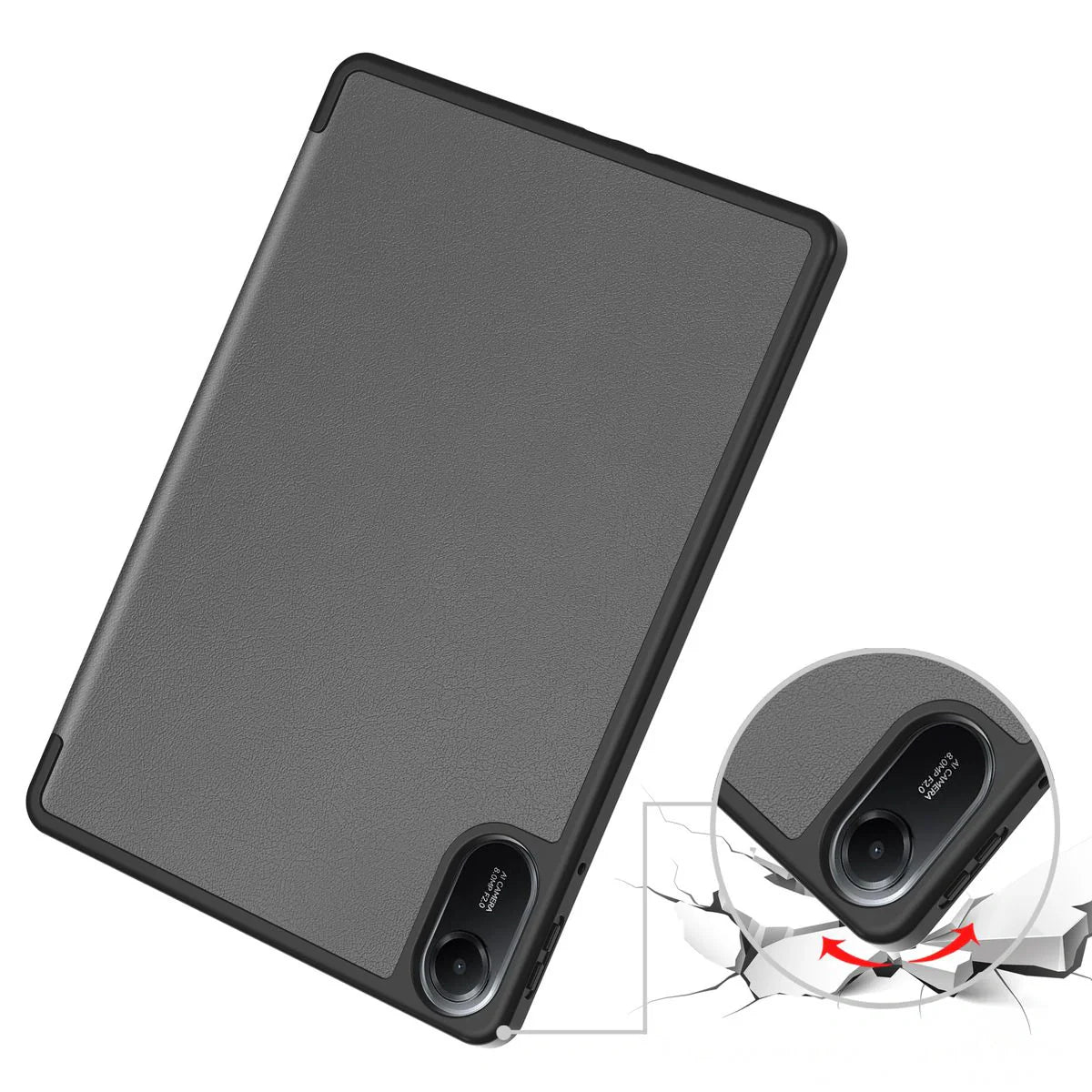 Schutzhülle mit Klappe für Xiaomi Redmi Pad 2, Bizon Case Tab Lizard, Grau