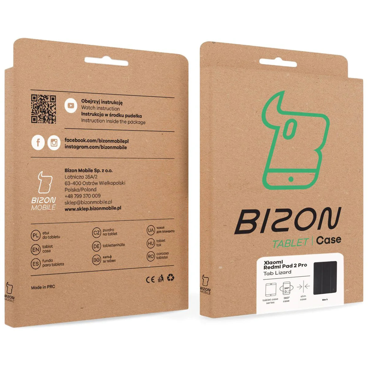 Schutzhülle mit Klappe für Xiaomi Redmi Pad 2 Pro, Bizon Case Tab Lizard, Schwarz