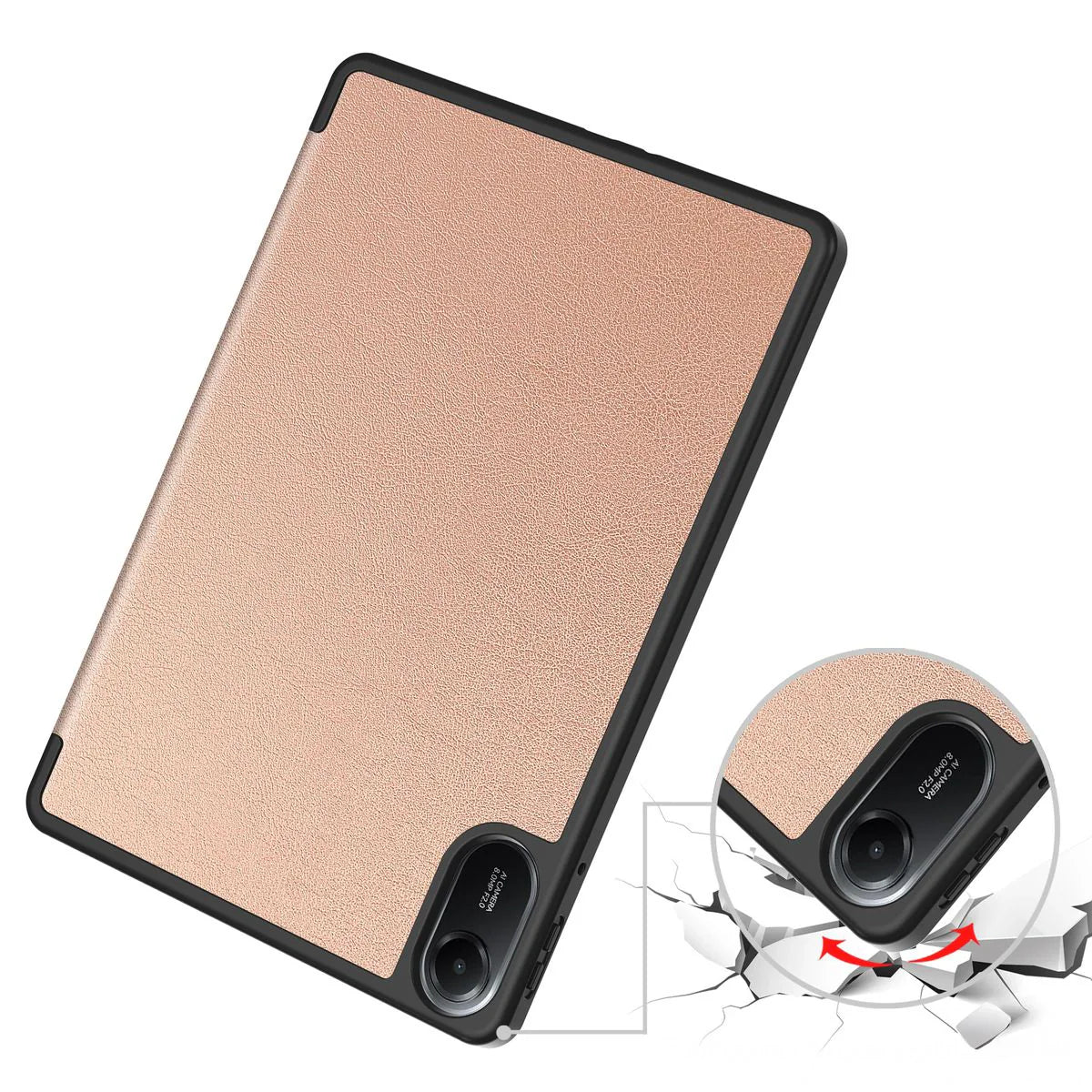 Schutzhülle mit Klappe für Xiaomi Redmi Pad 2, Bizon Case Tab Lizard, Rosegold