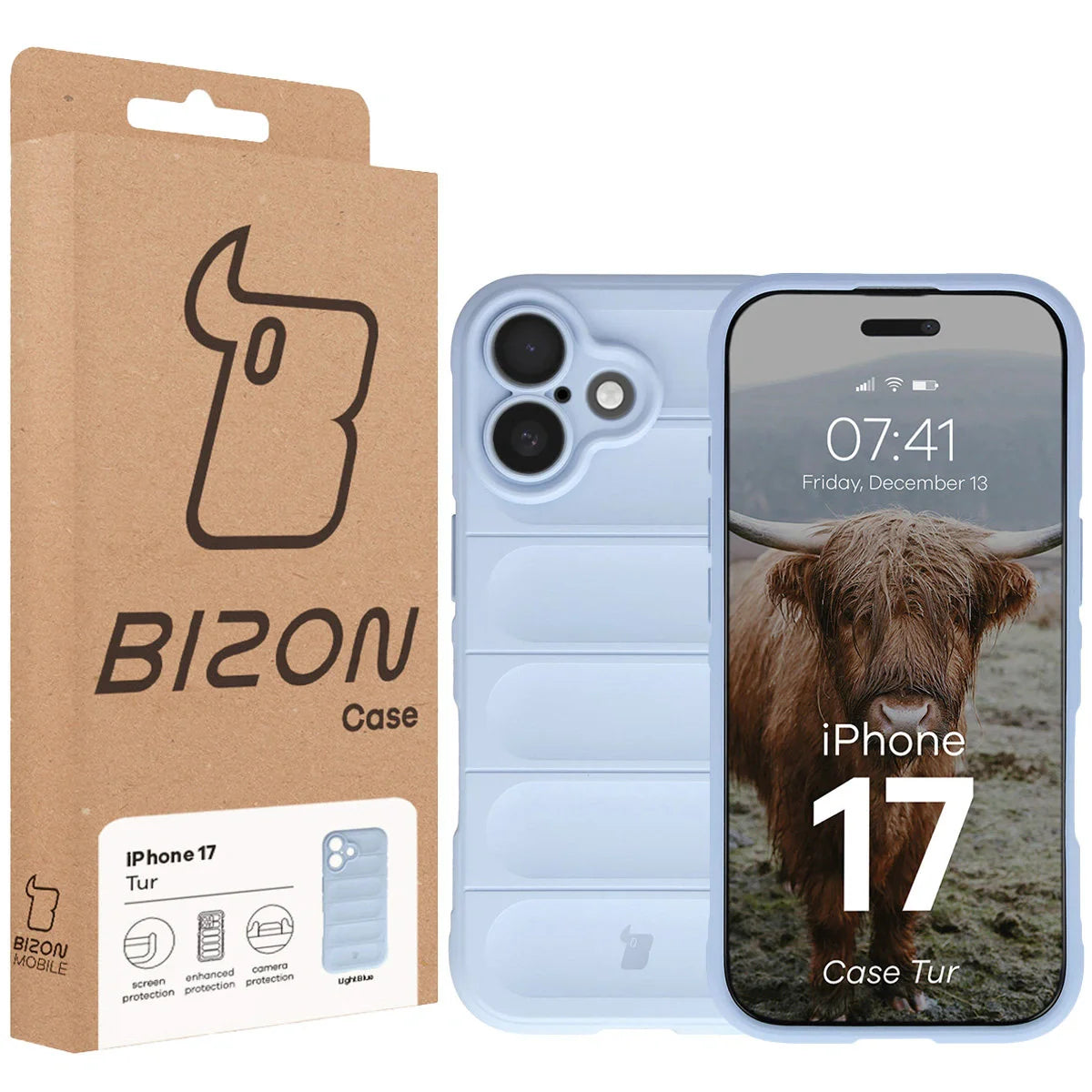 Robuste Handyhülle für iPhone 17, Bizon Case Tur, Hellblau