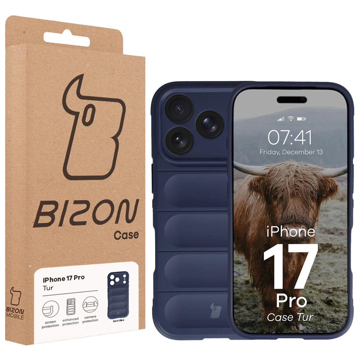 Robuste Handyhülle für iPhone 17 Pro, Bizon Case Tur, Dunkelblau