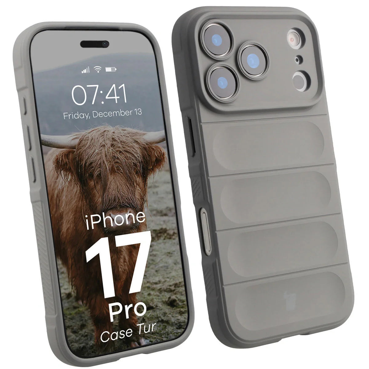 Robuste Handyhülle für iPhone 17 Pro, Bizon Case Tur, Hellgrau