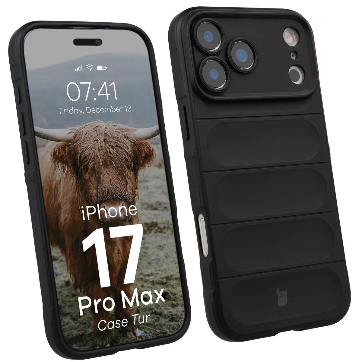 Robuste Handyhülle für iPhone 17 Pro Max, Bizon Case Tur, Schwarz