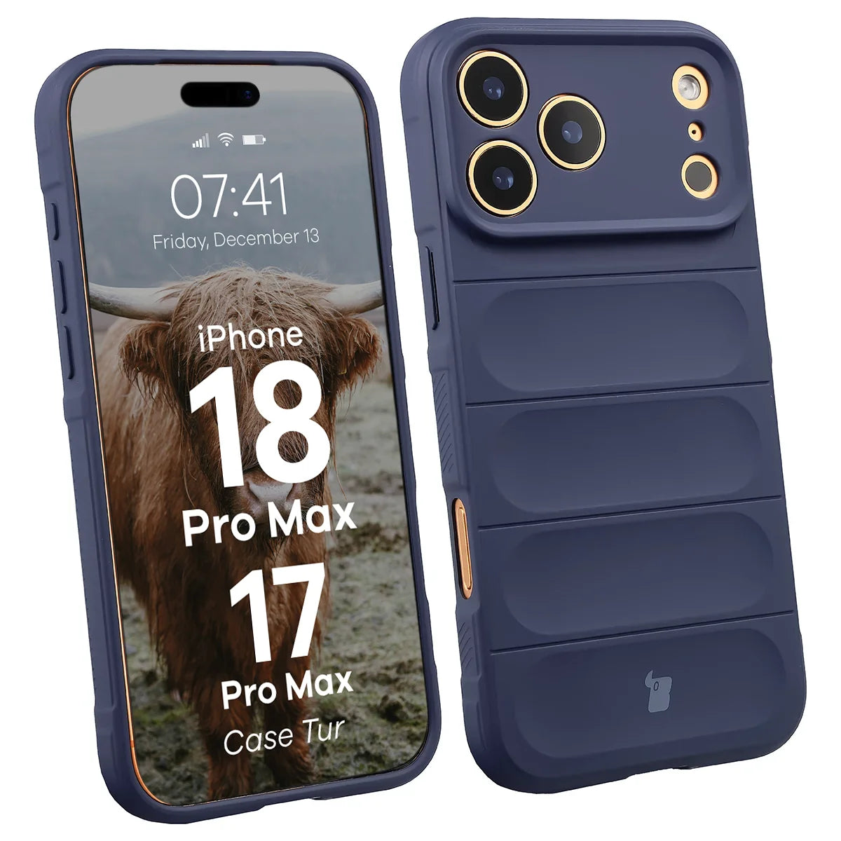 Robuste Handyhülle für iPhone 18 Pro Max / 17 Pro Max, Bizon Case Tur, Dunkelblau