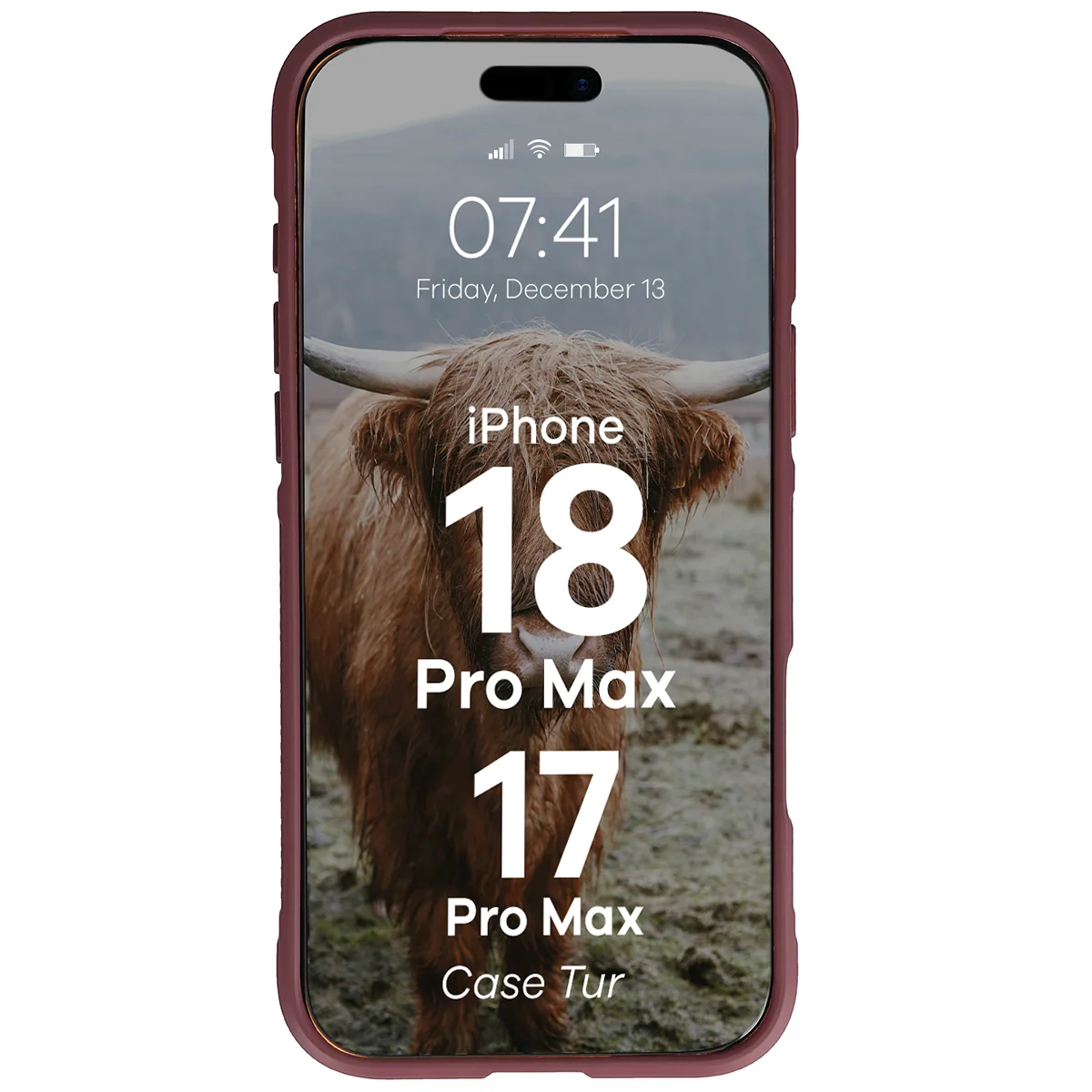 Robuste Handyhülle für iPhone 18 Pro Max / 17 Pro Max, Bizon Case Tur, Burgunderrot