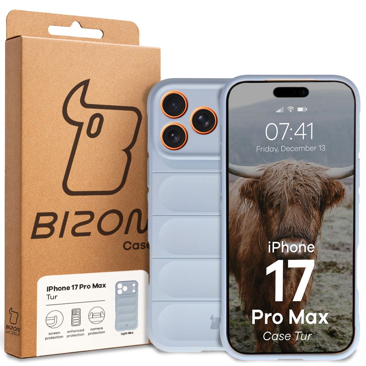 Robuste Handyhülle für iPhone 17 Pro Max, Bizon Case Tur, Hellblau