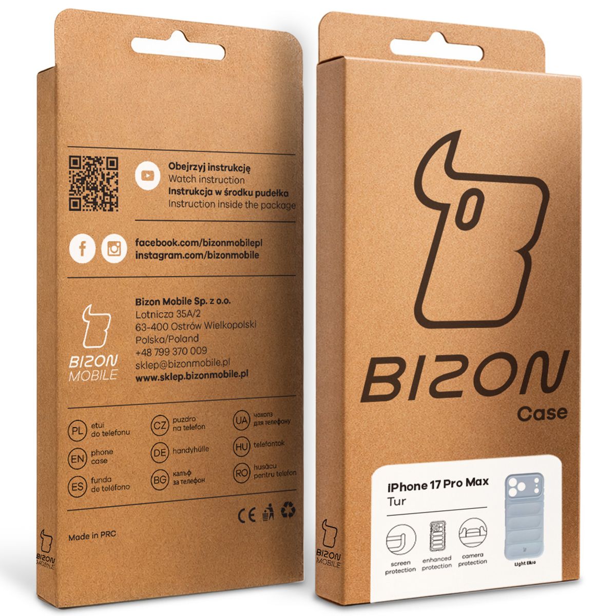 Robuste Handyhülle für iPhone 17 Pro Max, Bizon Case Tur, Hellblau